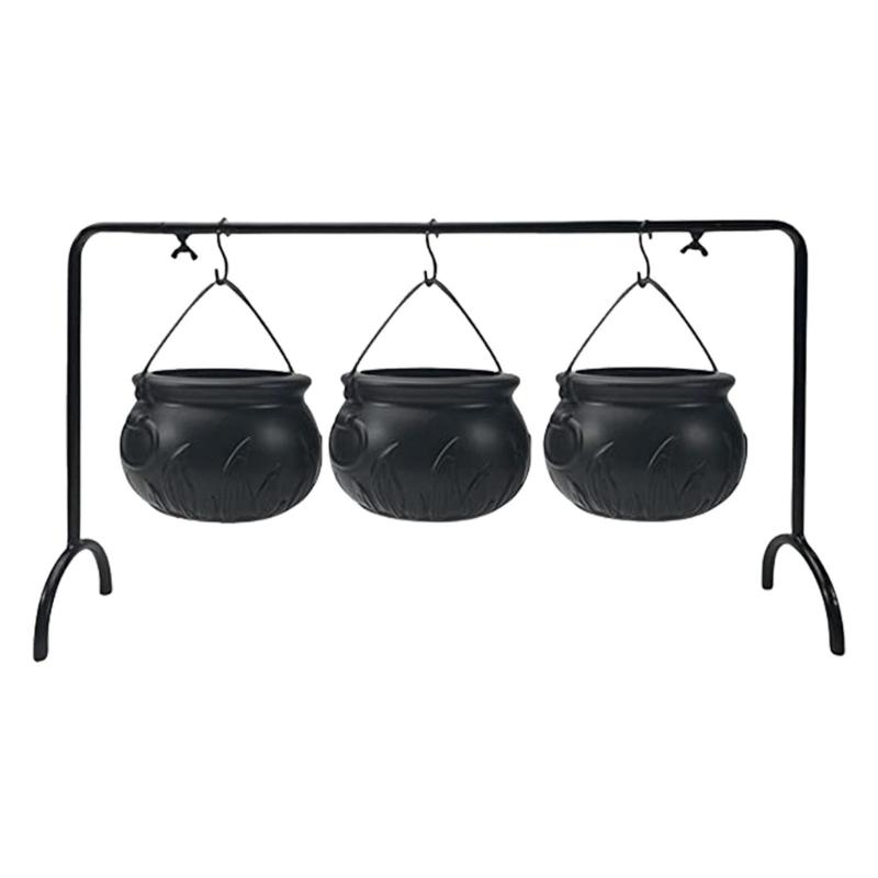 

3 Pcs Halloween Decorations Witches Cauldron Candy Serving Bowls on Rack Party Supplies For Halloween Festival 1