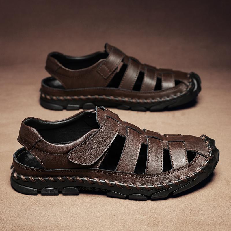 

Мода Летняя Мода Мужские Большого Размера Кожаные Ручной Работы Удобные Повседневные Сандалии Для Отдыха На Открытом Воздухе Дышащие Мягкая Подошва Обувь Для Воды Пляжная Обувь 48 коричневый