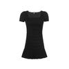 Black French square neck hip-wrapped knitted skirt women's summer new Spice Girl temperament ruffle leaf dress