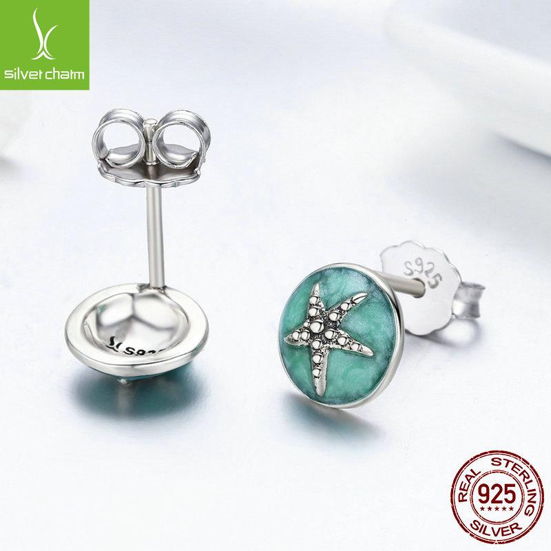 Starfish Stud Earrings For Women, Simple And Wonderful Stars S925 Sterling Silver Oil Drop Earrings Earrings.