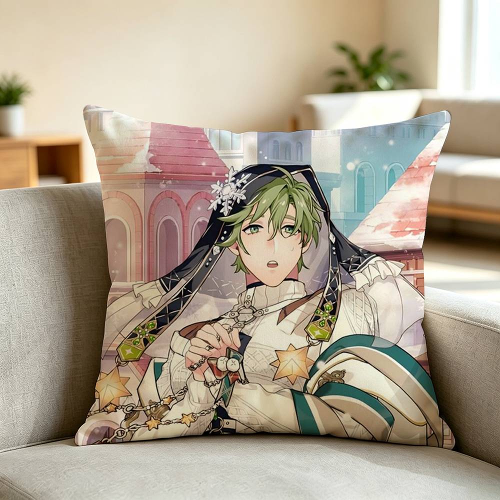 B-BL O-Olivine NU Carnival Square Double-Sided printed Pillow Case Bedroom Bedside Pillow Sofa Cushion Cover