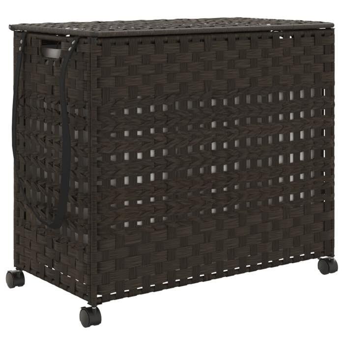 VidaXL Laundry Basket with Wheels Dark Brown 66x35x60 Cm 372045