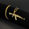 Stylish Submachine Guns Pendant Dazzling White Gold Plated Chain Hipsters Streetwear Diamond Accessory for Women and Men