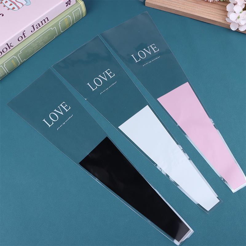 48/50Pcs Transparent Single Rose Flower Packaging Bag Gift Wrapping Paper Wedding Floral Package Valentine'S Day Party Decor