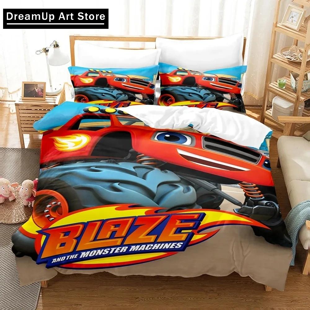3D Print Blaze N Monster Machines Bedding Set Cartoon Duvet Cover Double Twin Full Queen King Adult Boys Bedclothes Quilt Cover