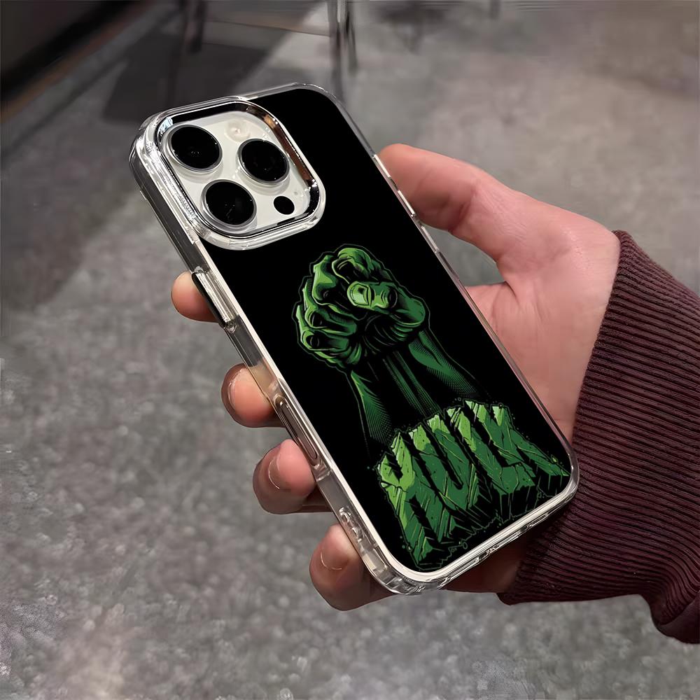 Superhero H-Hulk Phone Case For IPhone 17 Air 16 E 15 14 13 12 11 Plus Pro Max Electroplated Transparent Soft Shell