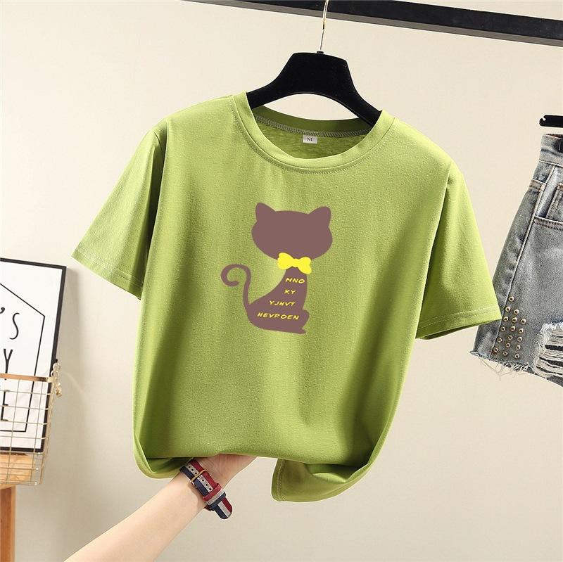Summer 2025 New Short-sleeved T-shirt Women's Round-neck Printed Top