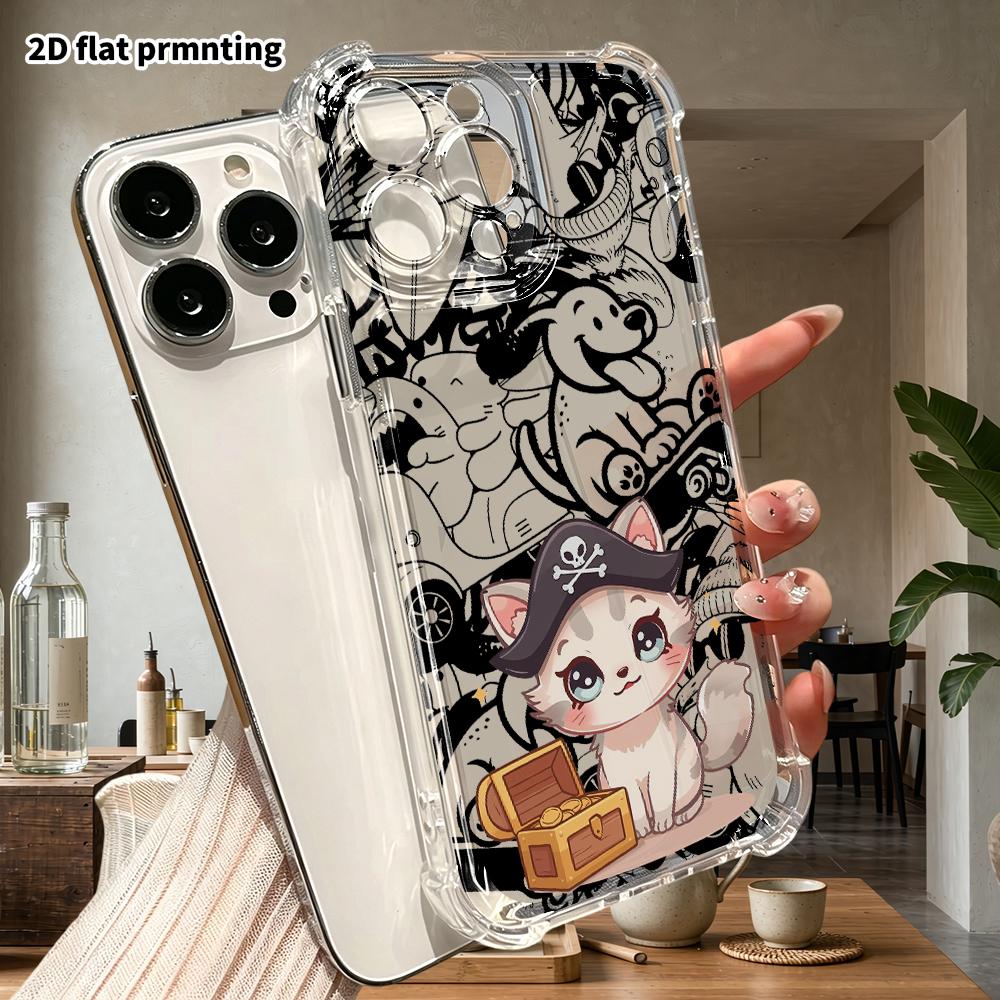 Phone Case: 2D Flat Design, Suitable for iPhone 18 17 16 15 14 13 Pro Protective Case, Pirate Kitten, Perfect Christmas and Halloween Holiday Gift