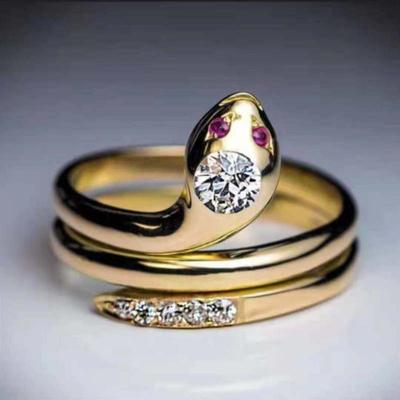 Mode Slang Dier Vrouwen Open Ring Creatieve Goudkleur Party Ring Cadeau