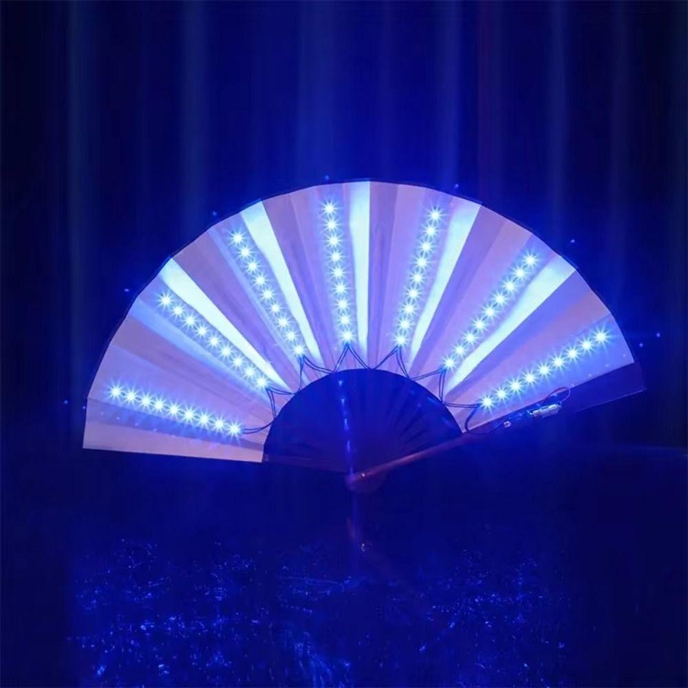 Portable Glow Folding LED Fan Creative Glowing Hand Fan Dancing Light Fan  Party Performance