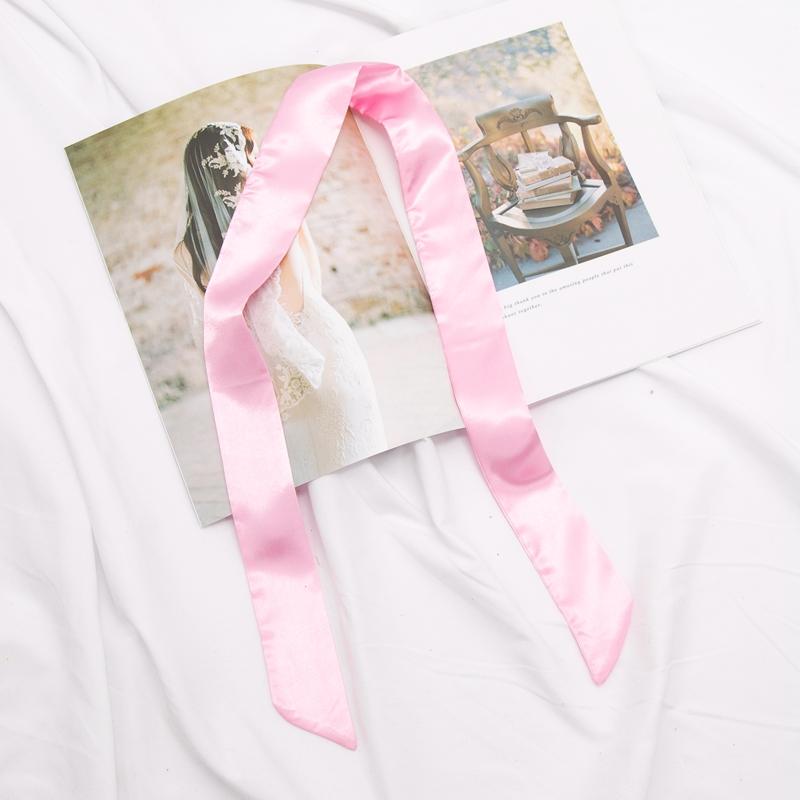 Neuer langer Taschenschal Damen Haarband Damen Accessoires Einfarbige schmale Schals Stirnband Satinband Krawatte Dekorative Taschenschals