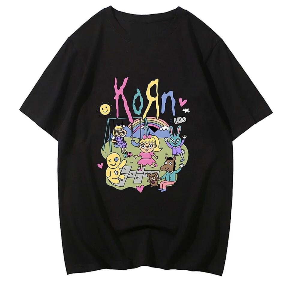 HOT NEW Korn band caricature T-shirt retro Black Unisex All Sizes S-5Xl Unisex T-Shirt
