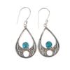 Swiss Blue Topaz Gemstone 925 Sterling Silver Handcrafted Jewelry Earrings 1.91" EE-90-6