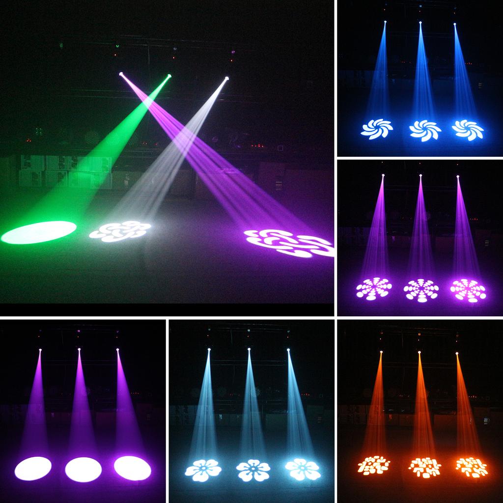 DMX-512 Mini Moving H-ead Light 8 Colors Changing LEDs Stage Light with Shapes Automatic