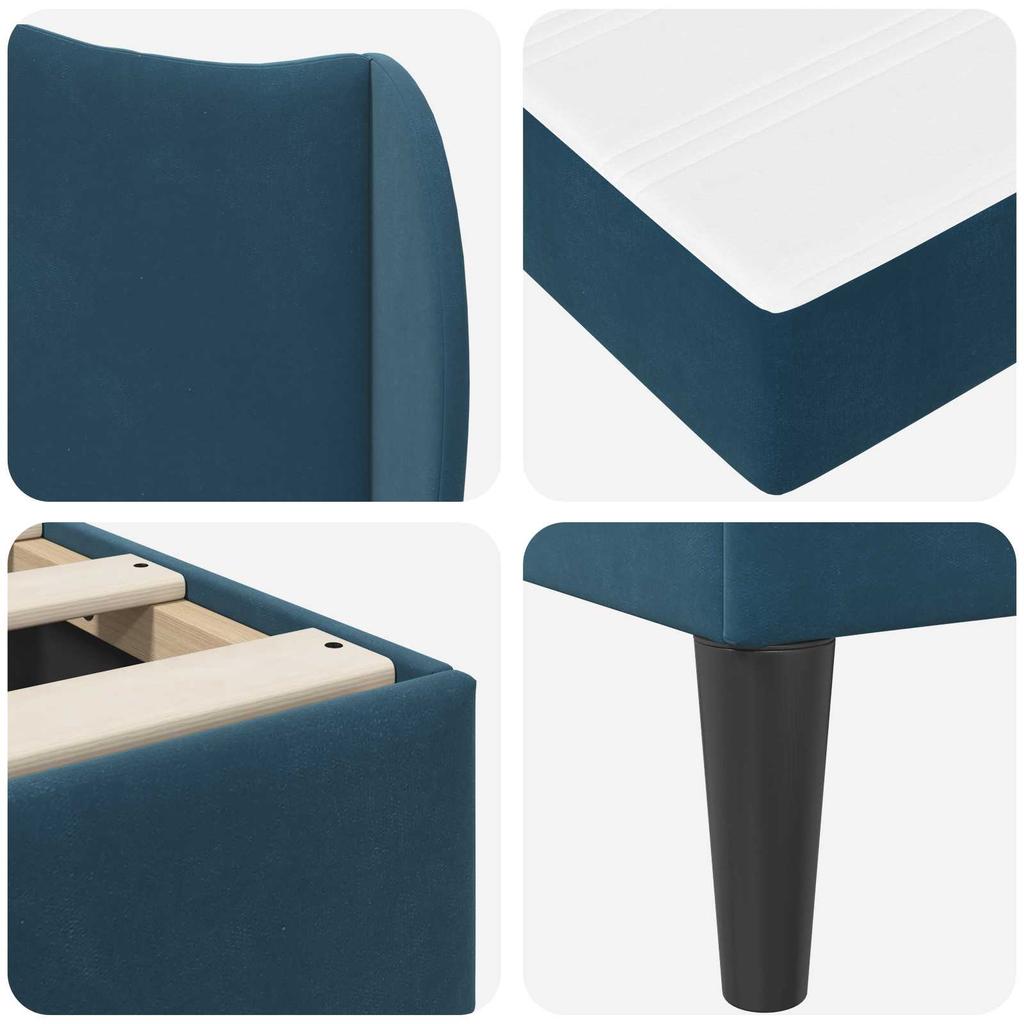 Bed Frame with Headboard Blue 80 X 200 Cm Velvet