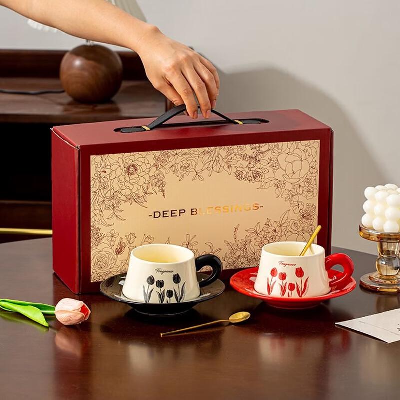 JIN MING LI Ceramic Coffee Cup & Saucer Set