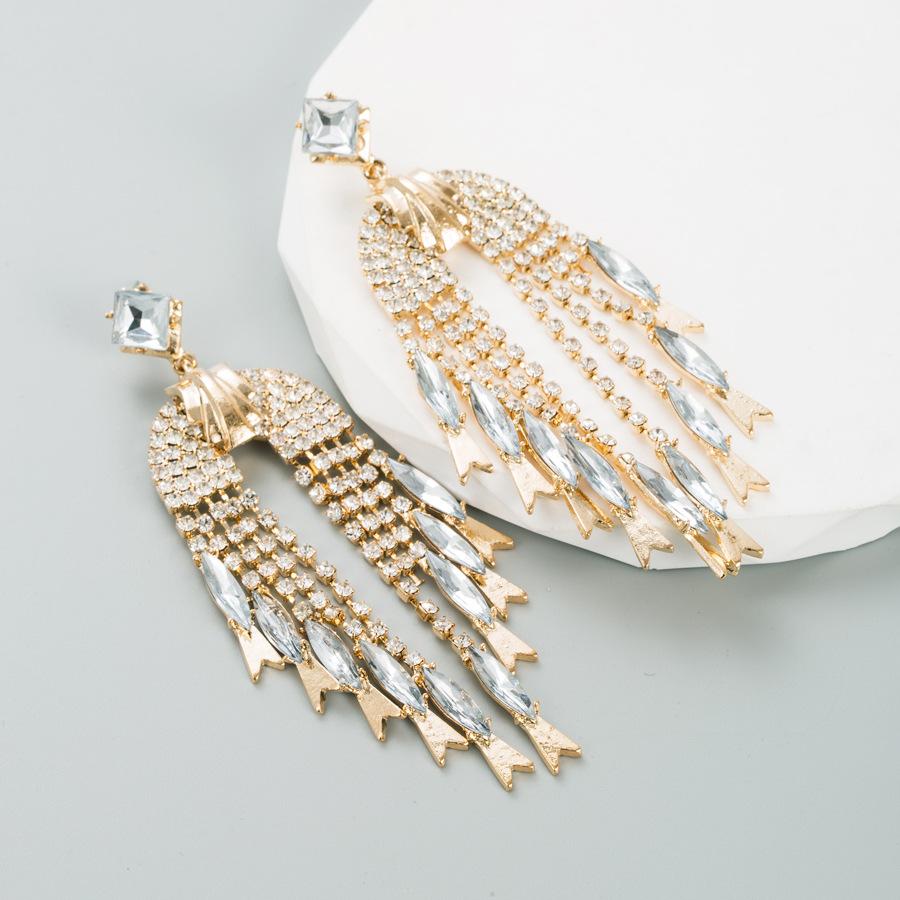 Women's Alloy Crystal Drop Earrings Simple High Quality Tassels Light Luxury Earrings