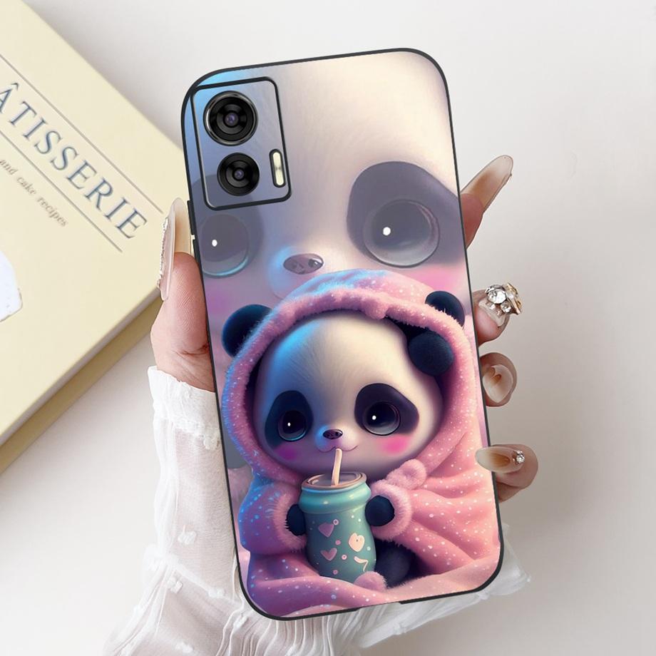 Pour Motorola Edge 30 Lite 30 Neo 30Pro 4G 5G Edge+ 2022 Coque Arrière en Silicone Souple Fundas Panda Lapin Fleur Mignon
