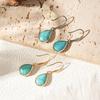 European and American Style Natural Stone Earrings, Teardrop-shaped Turquoise Earrings, Natural Stone Inlaid with Turquoise Studs