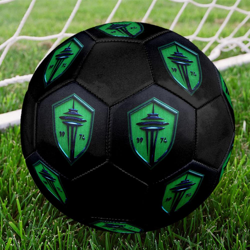 Seattle Sounders FC Size 5 Soccer Ball, Machine-Stitched PVC, Durable & High Bounce, All Ages Fit, Fan Merchandise, Matches & Outdoor Use.