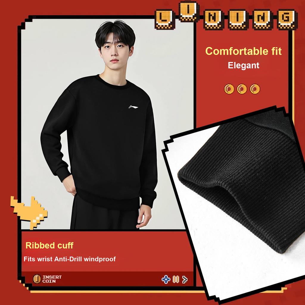 Li-Ning Hooded Pullover Versatile Fashion Sports Lifestyle Comfortable Trendy Vitality Simple Sweatshirt Unisex sweatshirt AWDVG77-1