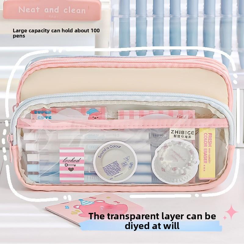 Creative Multi Function Fabric Pencil Case With Clear Compartments For Office And School Use