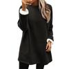 Women's Solid Fleece Lined Sweatshirt Dress Crew Neck Long Sleeve Loose Warm Casual Home Wear Winter Mini Dress