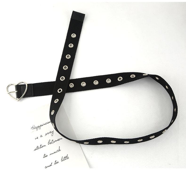 Punk Style Womens Waist Belt With Metal Heart Square And Round Buckles For Trendy Look Heart