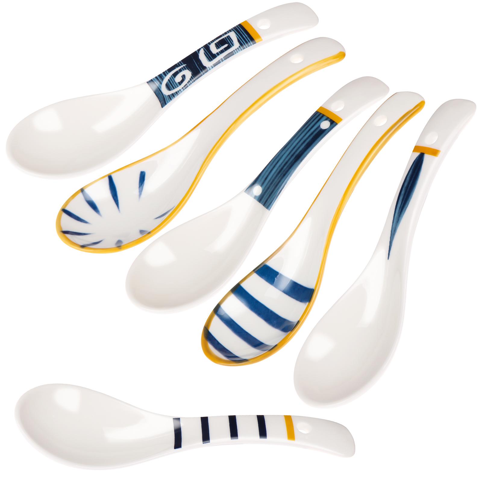 6 шт. Керамические суповые ложки Японские ретро суповые ложки шампанского