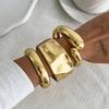 IngeSight.Z 3 Styles Exaggerated Punk Geometric Spring Bangle Women Irregular Chunky Metal Cuff Bracelet Steampunk Jewelry Gift