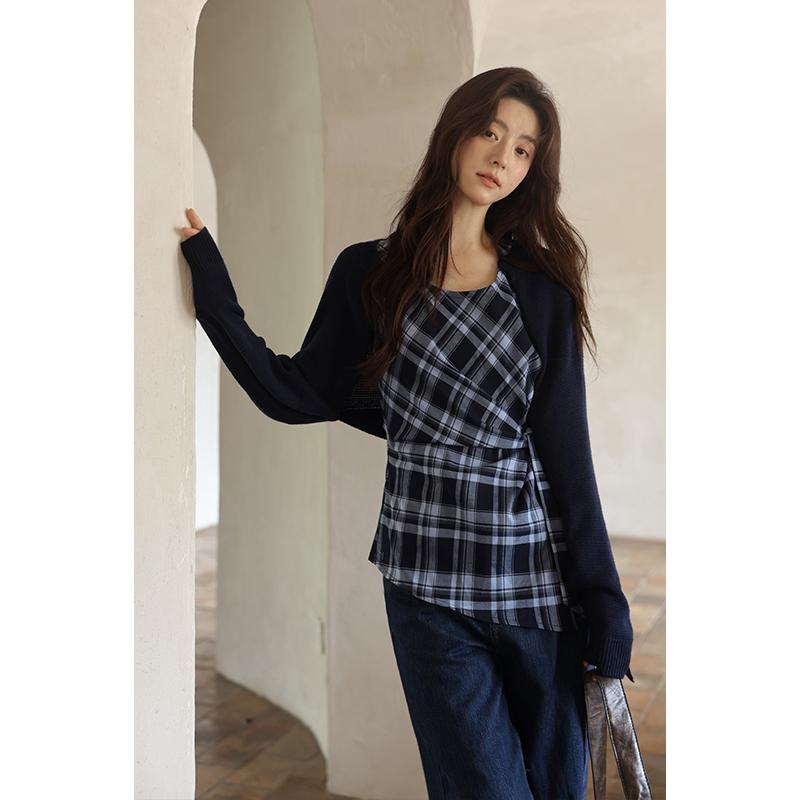 Yimeng 2025 Осень Корейский Стиль Шикарный Комплект Кардиган Жилет Small