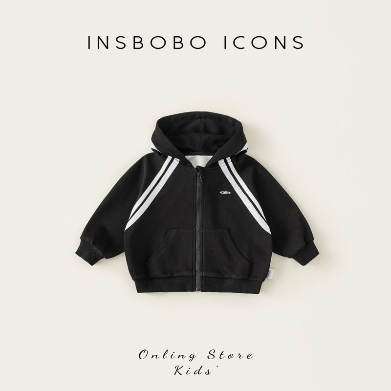 Insbobo Children s Jacket 2026 Spring New Style Girls  Sweatshirt Casual Boys  Spring Clothing Girls  Stylish Children s Wear Black 90
