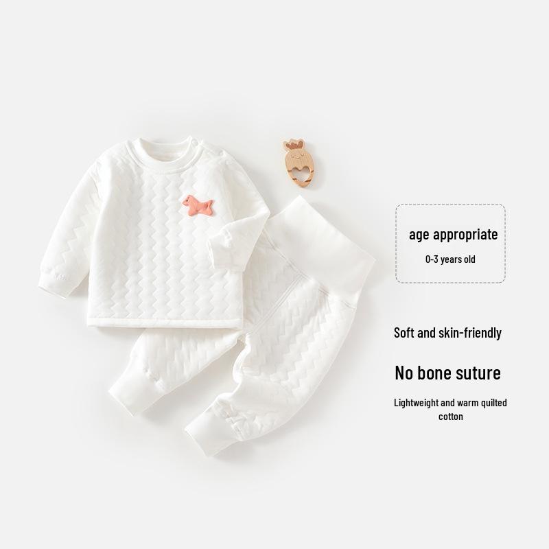 Children's Warm High-Waisted Pajama Set - Baby/Child Belly Protection for Autumn and Winter