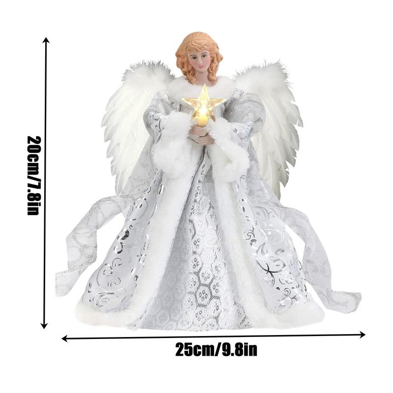 Engel Baumspitze Rustikaler Flacher Engel Anhänger Weihnachtsbaumspitze Elegante Engel Statue Baumspitze Glänzend Für Innen Außen