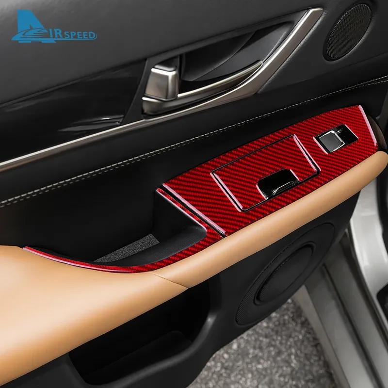 Real Soft Carbon Fiber Sticker For Lexus GS 2012 2013 2014 2015 2016 2017 2018  LHD RHD Car Window Lift Button Panel Trim