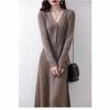 Autumn and Winter New Solid Color Thin Temperament Medium and Long Sweater Skirt Women's Coat with Bottom Knitted Dress