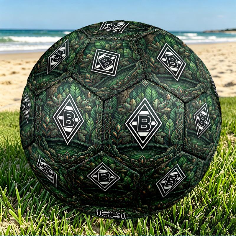 Borussia Monchengladbach Print Size 5 Soccer Ball, PU Wear Resistant Football for Match Training and Daily Practice, Birthday Gift for Soccer Fans