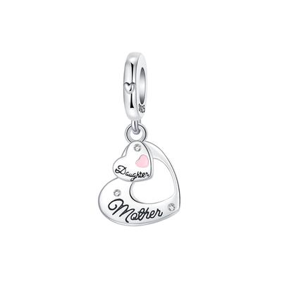 Copper Grandma Gift Double Love Pendant Charms Fit Original Bracelets Diy Birthday Jewelry Gift