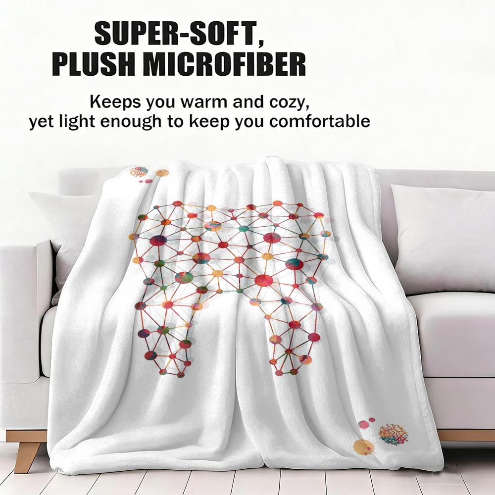 Teeth Implant Watercolor Throw Soft Flannel Throw Summer AC Blanket Lightweight Cool Nap Blanket for Sofa Bed Couch Travel