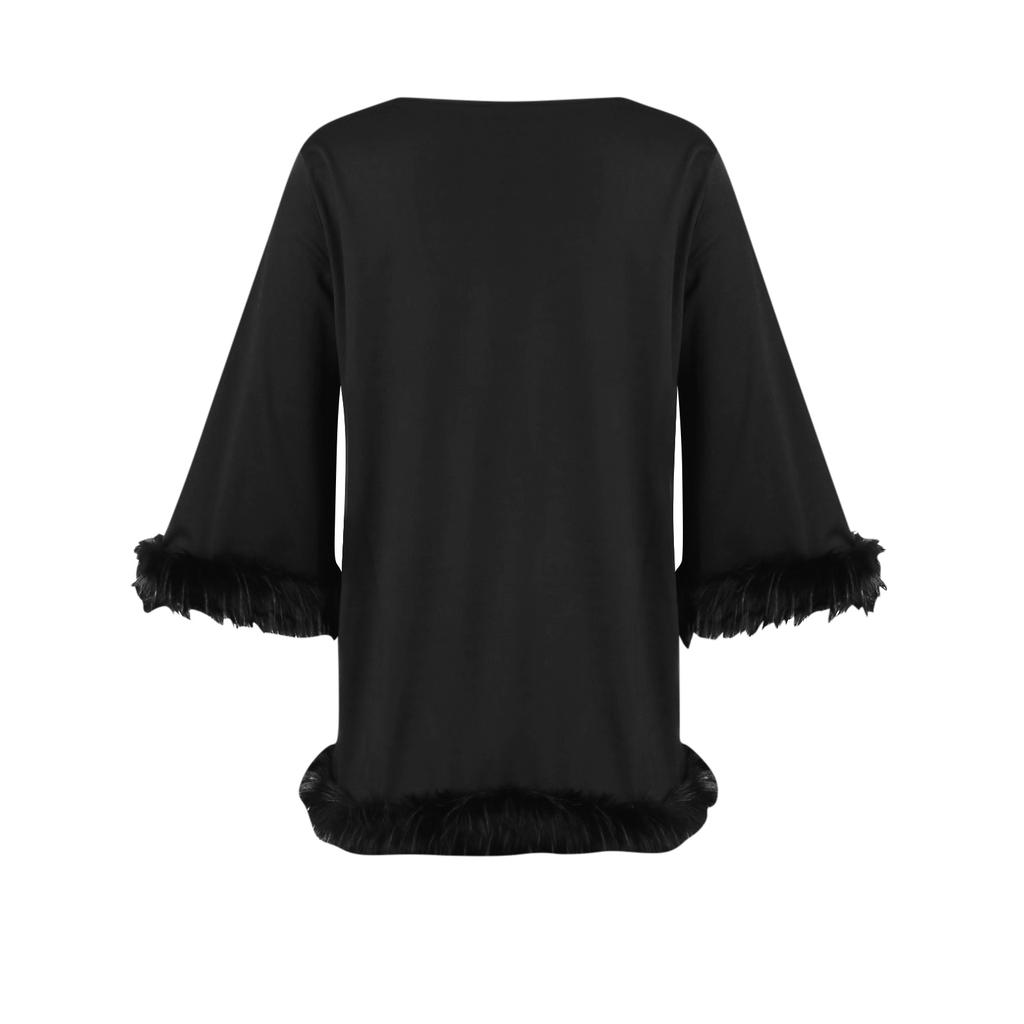 Women's Fashion Color Round Neck Long Sleeve Patchwork Casual Dress