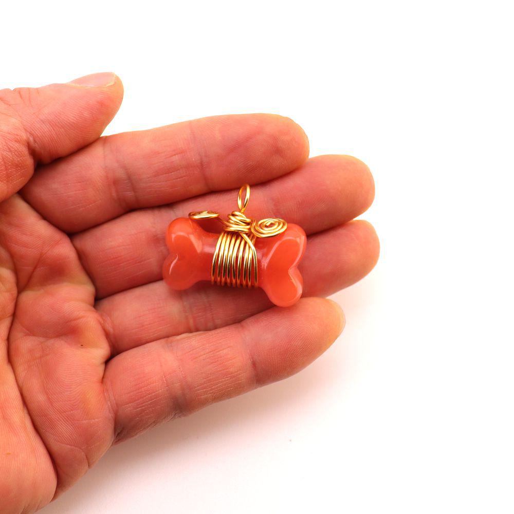 35mm Handmade Wrapped Wire Agate Amethyst Bone Necklace with Natural Crystal Stones (N729)