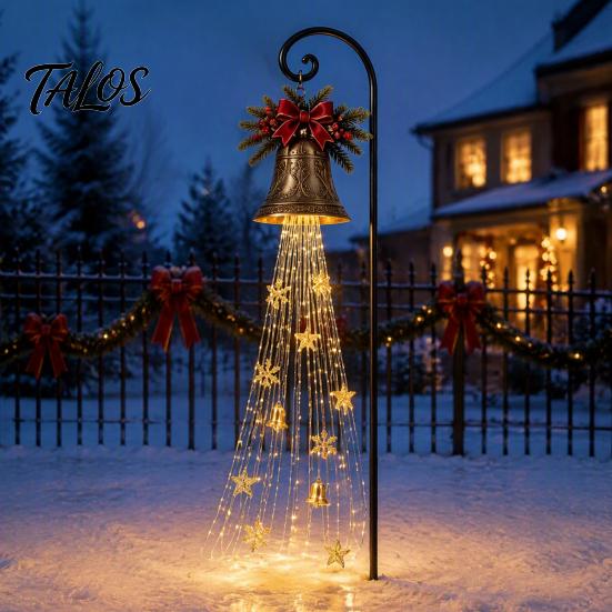 Energy Efficient Patio Festive Lights Solar Snowman Garden Stake Light, Flowing Waterfall LED Fairy Light with Decorative Resin Ground Stakes