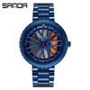 Sanda TEMU Men's Waterproof Quartz Watch with Hollow Dial and Steel Band