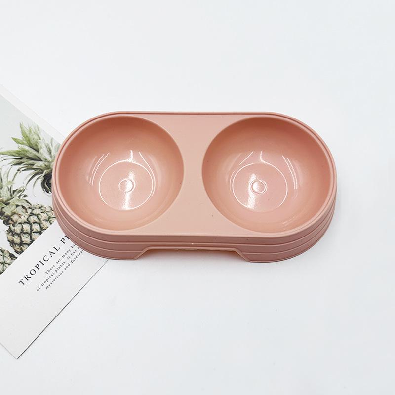 

Двойная миска для питомца, Легко чистить, Круглая миска для кошки, Простая утолщенная миска для еды, Миска для питомца конфетного цвета розовый