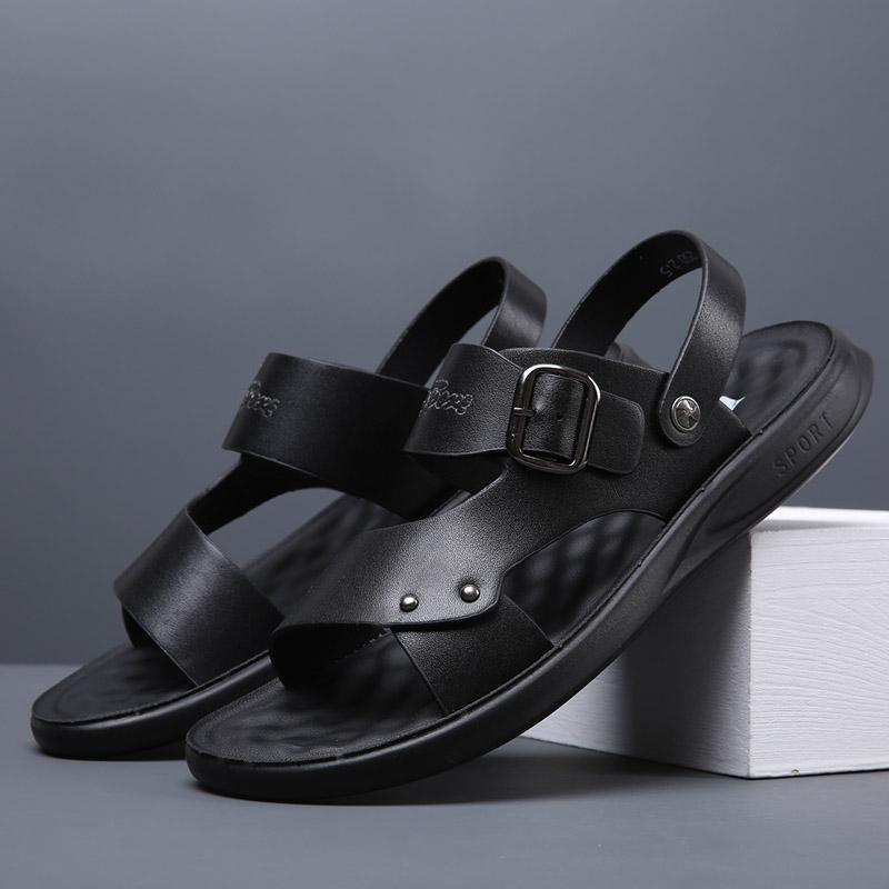 Summer Outdoor Black Leather Casual Sports Sandals Men Roman Trekking Beach Sandalias Male Breathable Design Water Sneakers