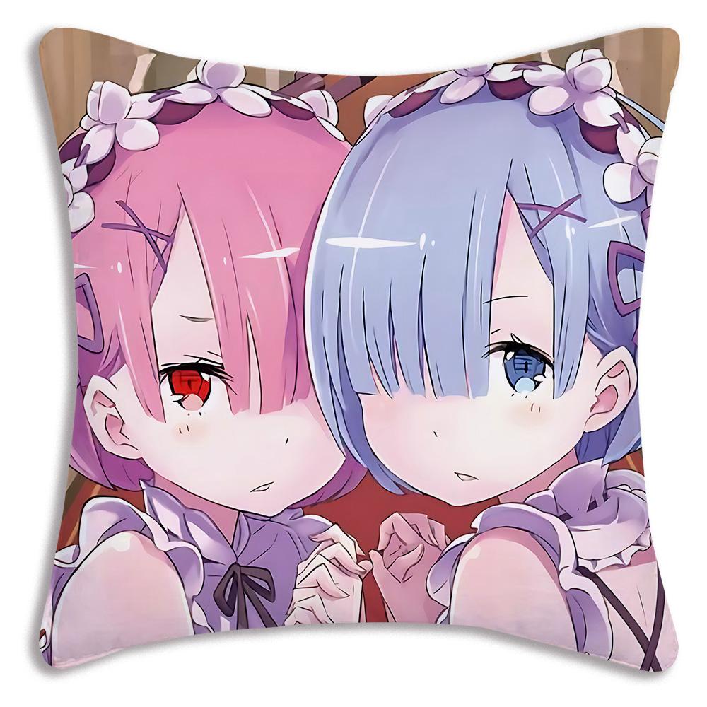 Re:Life Different World Zero Rem Pillow Covers Cartoon Sofa Decorative Home Double-Sided Printing Short Plush Cute Cushion Cover