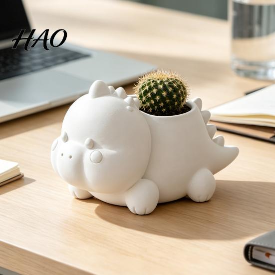 Cute Desktop Decoration 3D Printed Dinosaur Shaped Succulents Pot, Planter for Small Modern Desk Accessory Cactus Mini Plants, Decorative Flower