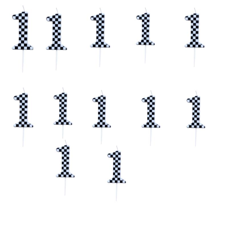 1pcsBirthday Candle Number Checkered Candle Birthday Party Decoration Cake Topper for Racing Car Party Decoration Theme Party