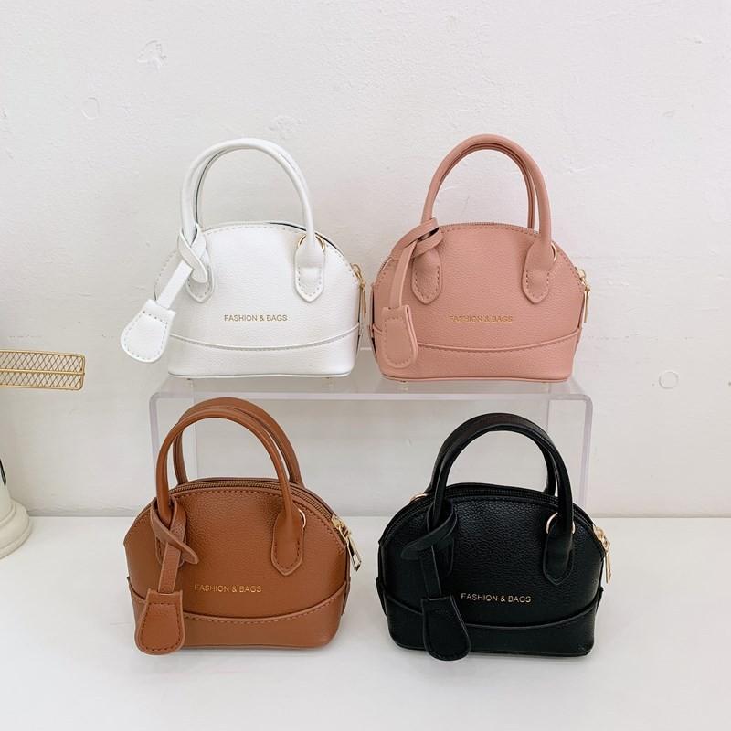 Color Unisex Solid Mini Pu Shell Bags Stitch Detail Children School Outings