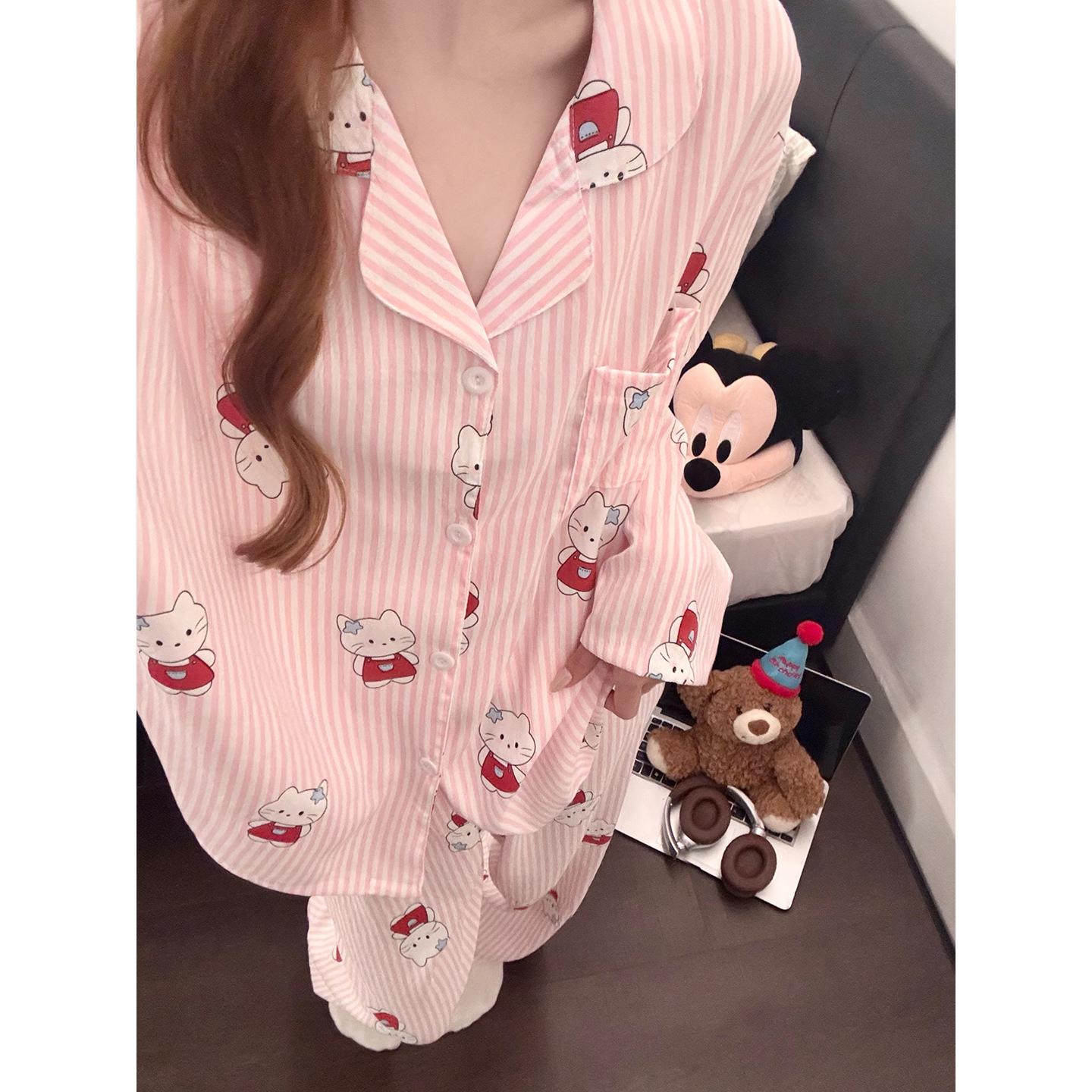 Winter Cloud Cotton Pajamas for Women: Loose Plus Size, Cartoon Print, Cardigan Wearable Outdoors, Lapel Design Extra Extra Large
